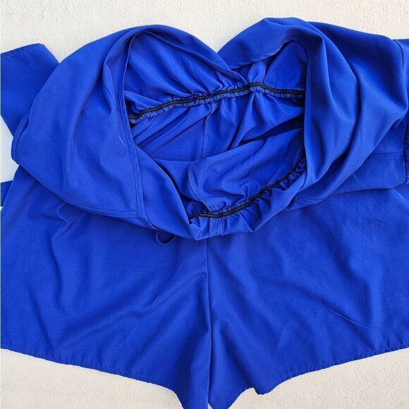 Shein Curve Royal Blue Deep V-Neck Short Sleeve Romper Size 1XL - Picture 10 of 12